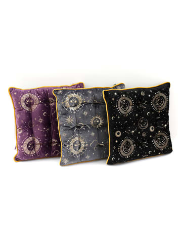 SiL Interiors 3er-Set: Kissen in Lila/ Grau/ Schwarz - (L)40 x (B)40 cm