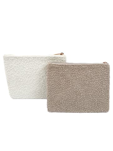 SiL Interiors 2er-Set: Kosmetiktaschen in Weiß/ Beige - (B)22 x (H)17 cm
