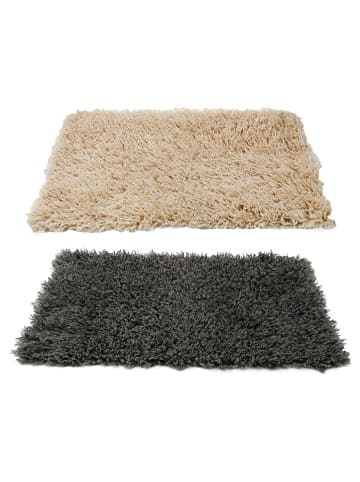 SiL Interiors 2er-Set: Teppiche "Fluffy" in Beige/ Grau - (L)90 x (B)60 cm