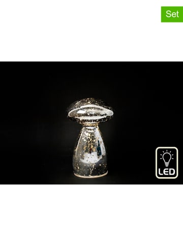 SiL Interiors 2er-Set: Dekoleuchten "Mushroom" in Silber - (H)14 cm