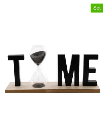 SiL Interiors 2er-Set: Dekofiguren "Time" in Schwarz - (B)32 x (H)12 x (T)8 cm