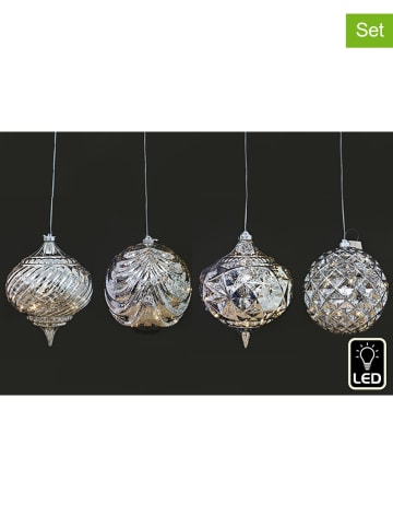 SiL Interiors 4er-Set: Dekoleuchten in Silber - Ø 20 cm