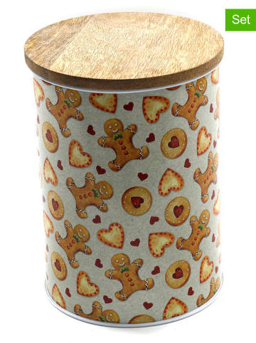 SiL Interiors 2er.Set: Vorratsdosen in Bunt - (H)18 x Ø 13 cm