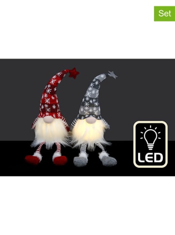 SiL Interiors 2-delige set: decoratieve lampen "Santa" rood/grijs - (H)50 cm