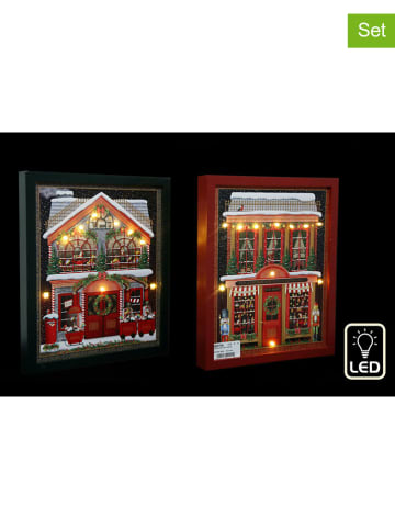 SiL Interiors 4er-Set: Dekoleuchten in Rot/ Grün - (B)25 x (H)30 cm