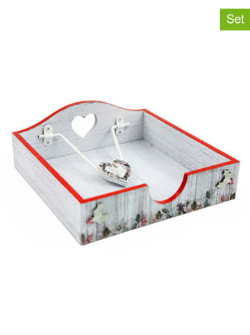SiL Interiors 2-delige set: servethouders grijs/rood - (B)18,5 x (H)18,5 x (D)7 cm