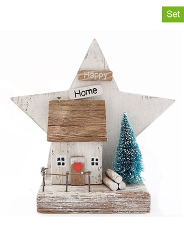 SiL Interiors 2er-Set: Dekofiguren in Hellbraun/ Creme - (B)18 x (H)17 x (T)6,5 cm
