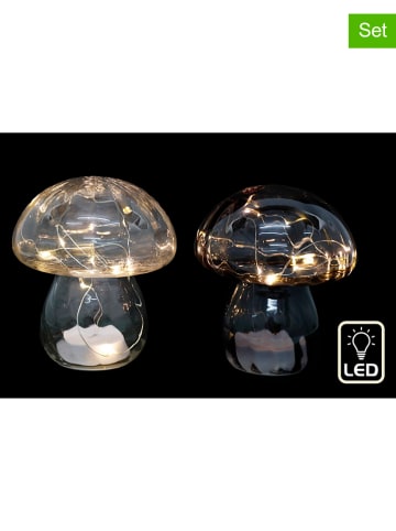 SiL Interiors 4-delige set: decoratieve lampen "Mushroom" transparant - (H)16 cm