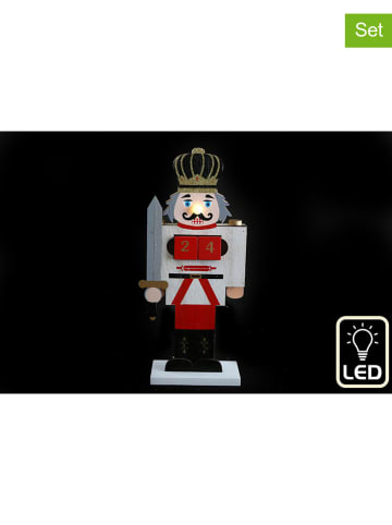 SiL Interiors 2-delige set: decoratieve lampen "Nussknacker" rood/wit - (H)26 cm