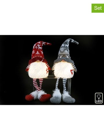 SiL Interiors 2er-Set: Dekoleuchten "Gnome" in Rot/ Grau - (H)53 cm