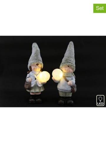 SiL Interiors 2er-Set: Dekoleuchten in Grau/ Weiß - (H)36 cm