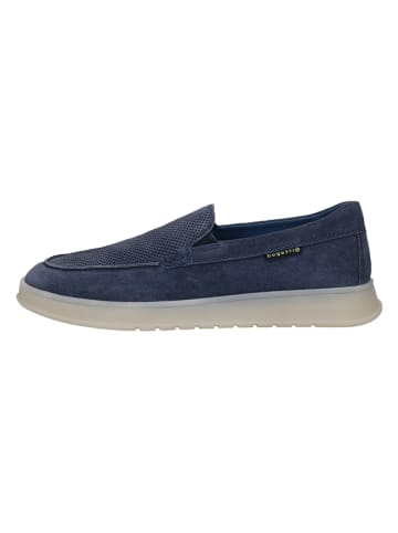 Bugatti Leder-Slipper in Blau/ Creme