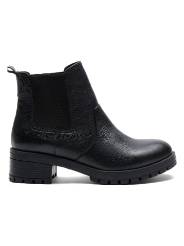 Comfortfusse Leder-Chelsea-Boots in Schwarz
