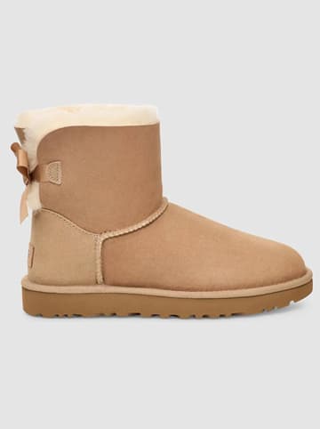 UGG Leder-Boots "Mini Bailey Bow II" in Beige