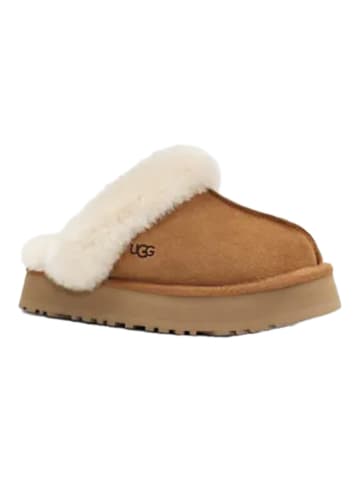 UGG Skórzane kapcie "Disquette" w kolorze jasnobrązowym
