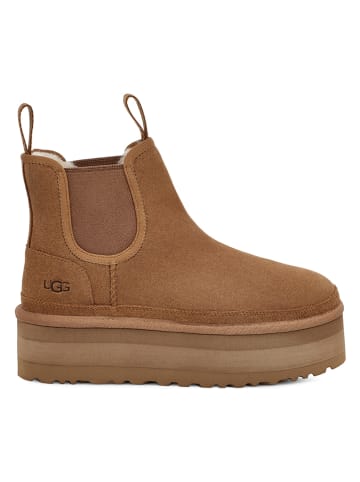 UGG Lammfell-Chelsea-Boots "W Neumel Platform Chelsea" in Hellbraun