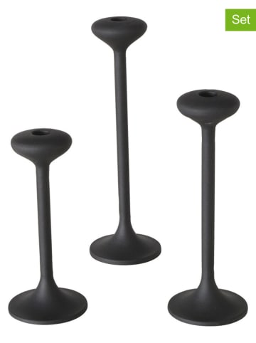 Boltze 3-delige set: kaarshouders "Leos" zwart