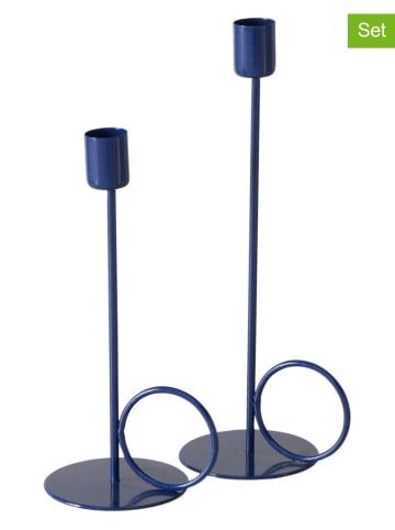 Boltze 2-delige set: kaarshouders "Mega" blauw