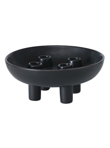 Boltze Kerzenteller "Hayden" in Schwarz - (H)9 x Ø 21 cm