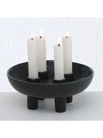 Boltze Kerzenteller "Hayden" in Schwarz - (H)9 x Ø 21 cm