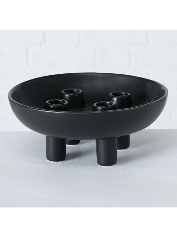 Boltze Kerzenteller "Hayden" in Schwarz - (H)9 x Ø 21 cm