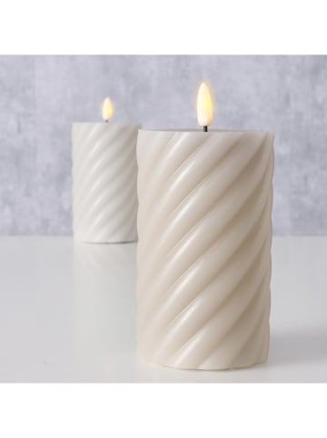 Boltze 2er-Set: LED-Kerzen ''Wrap'' in Creme/ Beige