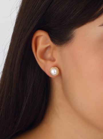 Nakkash Pozłacane kolczyki-wkrętki z perłami