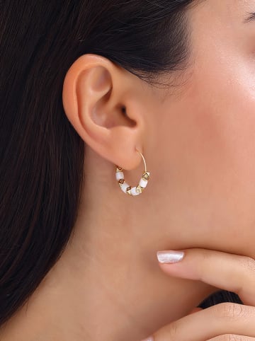 Nakkash Vergulde creolen met parelmoer