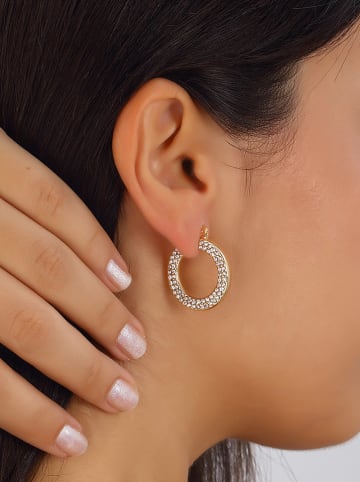 Luja Bijoux Pozłacane kolczyki-kreole z cyrkoniami
