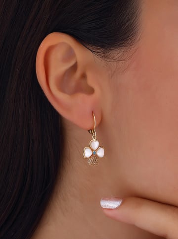 Nakkash Vergold. Ohrringe mit Zirkonia und Perlmutt