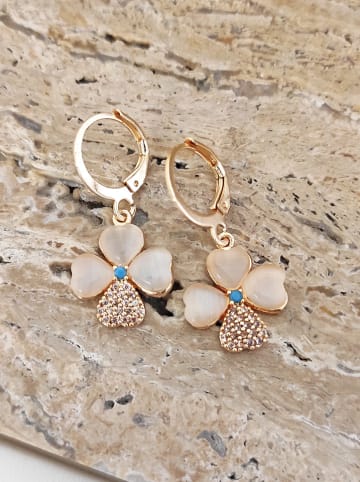 Nakkash Pozłacane kolczyki z cyrkoniami i masą perłową