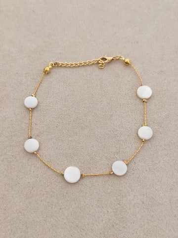 Nakkash Pozłacana bransoletka z perłami syntetycznymi na kostkę