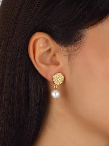 Nakkash Pozłacane kolczyki-wkrętki z perłami syntetycznymi