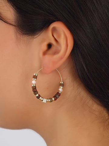 Nakkash Pozłacane kolczyki-kreole z kamieniem szlachetnym