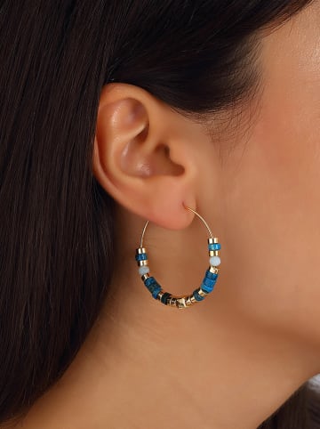 Nakkash Pozłacane kolczyki-kreole z kamieniem szlachetnym