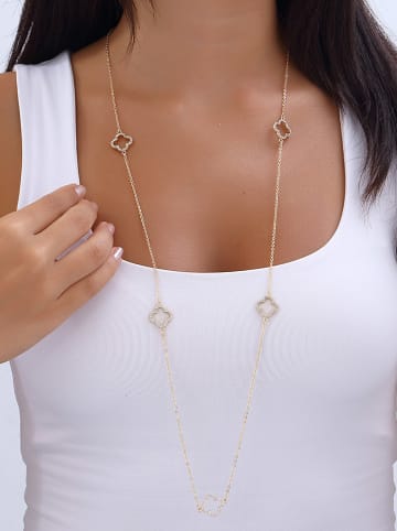 Nakkash Vergold. Halskette mit Zirkonia-Schmuckelementen - (L)80 cm
