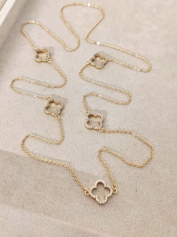 Luja Bijoux Pozłacany naszyjnik z cyrkoniemi i elementem ozdobnym