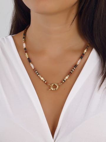 Luja Bijoux Vergold. Halskette mit Variscit-Steinen und Schmuckelement - (L)42 cm