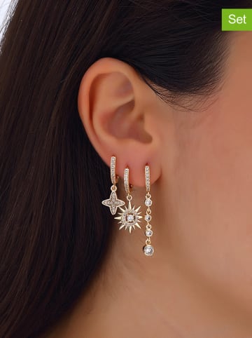 Nakkash 3er-Set: Vergold. Creolen mit Zirkonia