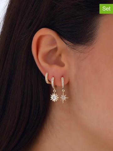 Luja Bijoux 3-delige set: vergulde creolen met sierelementen met zirkonia
