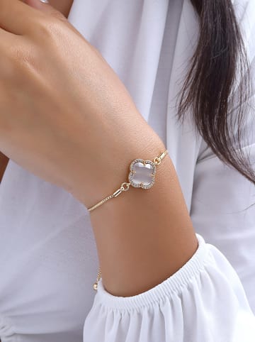 Luja Bijoux Pozłacana bransoletka z cyrkoniami i masą perłową