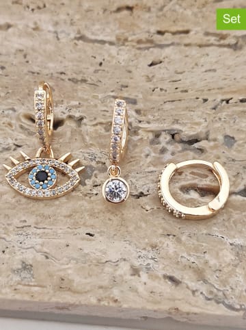 Nakkash 3er-Set: Vergold. Creolen mit Zirkonia