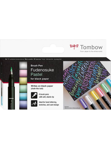 Tombow Fasermaler "Fudenosuke - Pastel for black paper" - 6 Stück