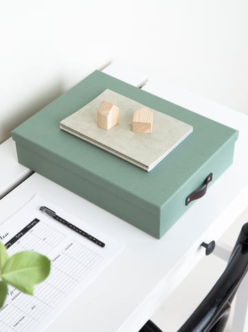 BigsoBox Pudełko "Oskar" w kolorze zielonym na dokumenty - 35 x 26 x 8,5 cm