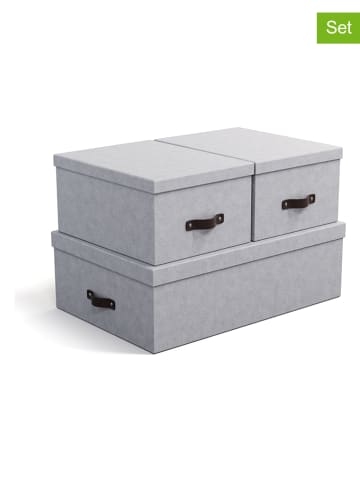 BigsoBox 3er-Set: Aufbewahrungsboxen "Inge" in Hellgrau