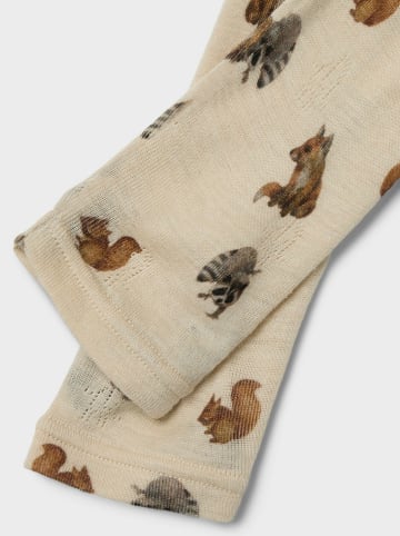 Lil Atelier Wełniane legginsy "Nimo" w kolorze beżowym