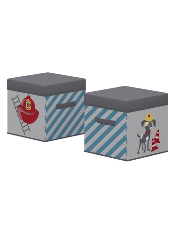 FLEXA Aufbewahrungsbox in Hellgrau/ Blau - (B)31 x (H)32 x (T)31 cm