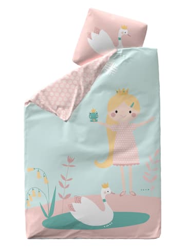 FLEXA Satin-Bettwäsche-Set "Princess" in Mint/ Rosa - (L)140 x (B)200 cm