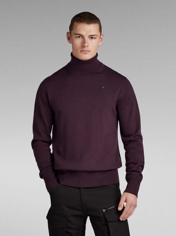 G-Star Wollrollkragenpullover in Aubergine