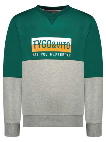 Tygo & Vito Sweatshirt in Dunkelgrün/ Grau